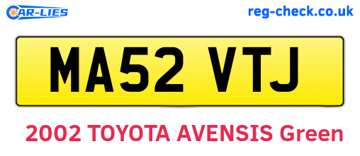 MA52VTJ are the vehicle registration plates.