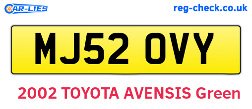 MJ52OVY are the vehicle registration plates.