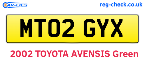 MT02GYX are the vehicle registration plates.