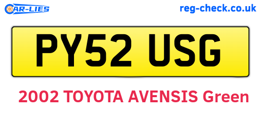 PY52USG are the vehicle registration plates.