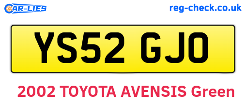 YS52GJO are the vehicle registration plates.