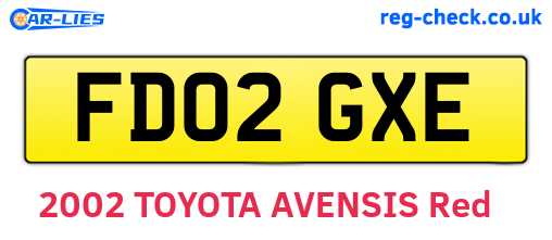 FD02GXE are the vehicle registration plates.