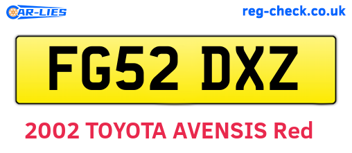 FG52DXZ are the vehicle registration plates.