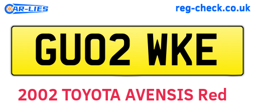 GU02WKE are the vehicle registration plates.