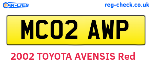 MC02AWP are the vehicle registration plates.