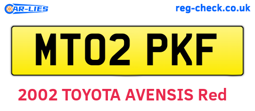 MT02PKF are the vehicle registration plates.