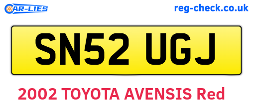 SN52UGJ are the vehicle registration plates.