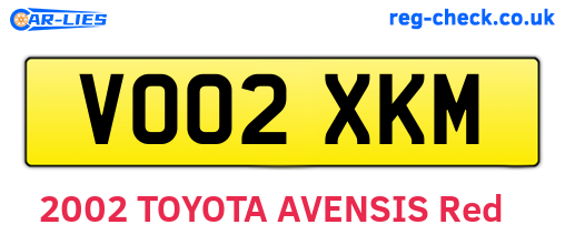 VO02XKM are the vehicle registration plates.