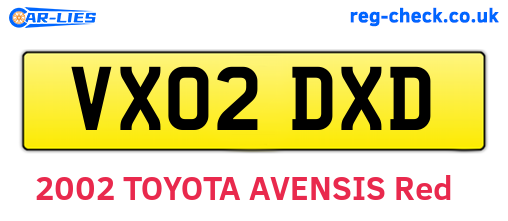 VX02DXD are the vehicle registration plates.