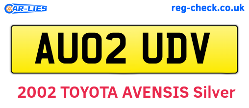 AU02UDV are the vehicle registration plates.