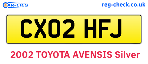 CX02HFJ are the vehicle registration plates.