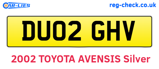 DU02GHV are the vehicle registration plates.