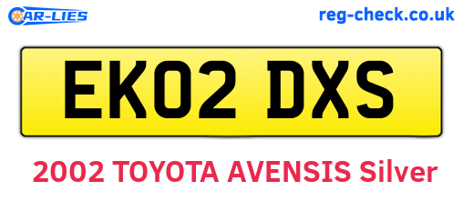 EK02DXS are the vehicle registration plates.