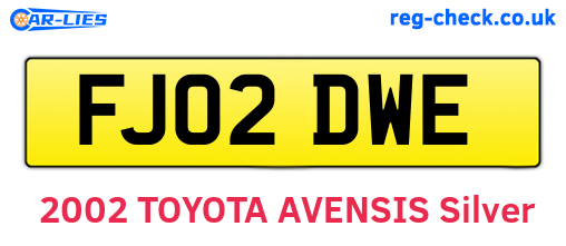 FJ02DWE are the vehicle registration plates.