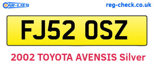 FJ52OSZ are the vehicle registration plates.