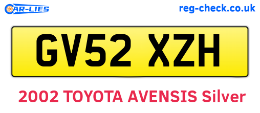 GV52XZH are the vehicle registration plates.
