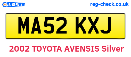 MA52KXJ are the vehicle registration plates.