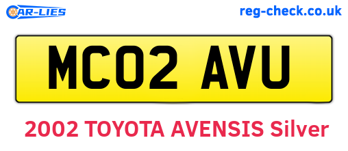 MC02AVU are the vehicle registration plates.
