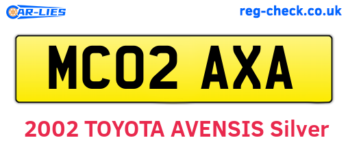 MC02AXA are the vehicle registration plates.
