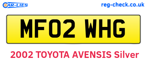 MF02WHG are the vehicle registration plates.