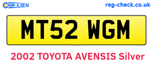 MT52WGM are the vehicle registration plates.