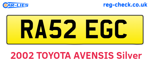 RA52EGC are the vehicle registration plates.