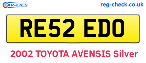 RE52EDO are the vehicle registration plates.
