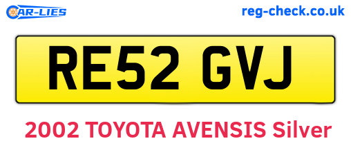 RE52GVJ are the vehicle registration plates.