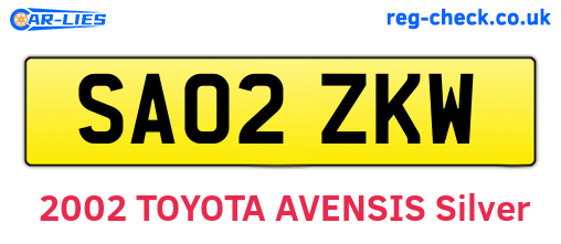 SA02ZKW are the vehicle registration plates.