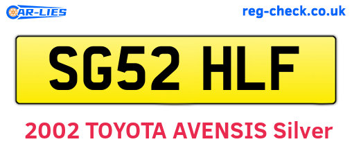 SG52HLF are the vehicle registration plates.