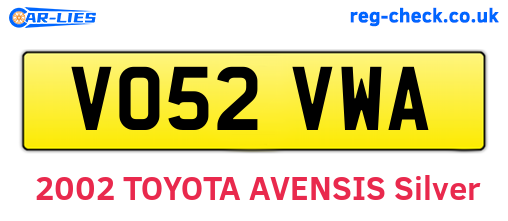 VO52VWA are the vehicle registration plates.