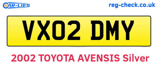 VX02DMY are the vehicle registration plates.
