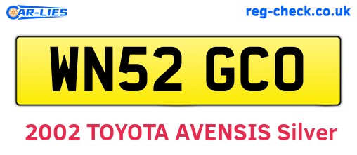 WN52GCO are the vehicle registration plates.