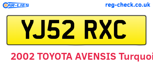 YJ52RXC are the vehicle registration plates.