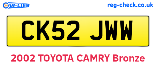 CK52JWW are the vehicle registration plates.