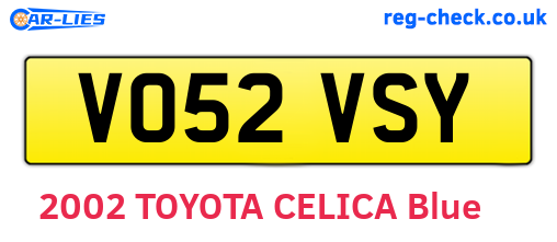 VO52VSY are the vehicle registration plates.