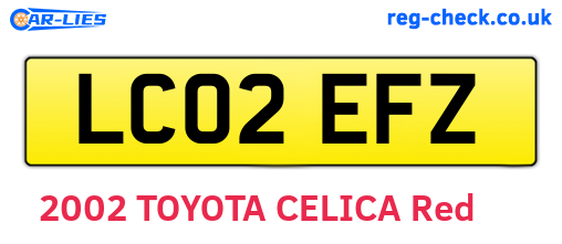 LC02EFZ are the vehicle registration plates.