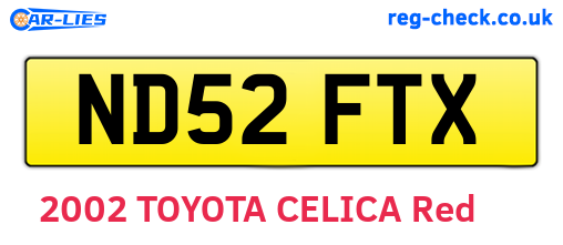 ND52FTX are the vehicle registration plates.