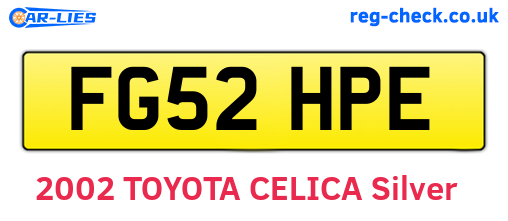 FG52HPE are the vehicle registration plates.