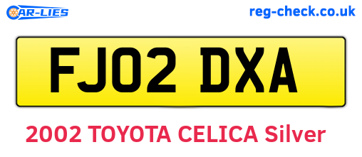 FJ02DXA are the vehicle registration plates.