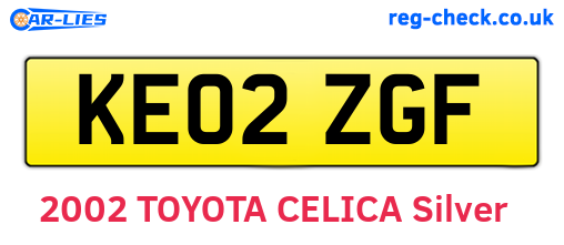 KE02ZGF are the vehicle registration plates.