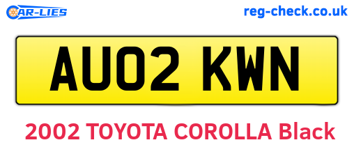 AU02KWN are the vehicle registration plates.