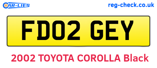 FD02GEY are the vehicle registration plates.