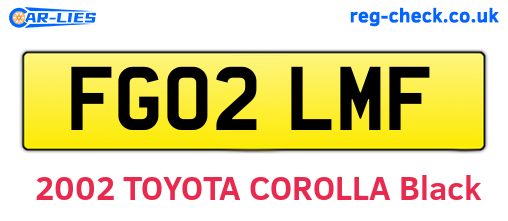 FG02LMF are the vehicle registration plates.