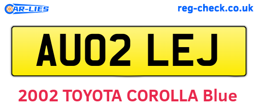 AU02LEJ are the vehicle registration plates.