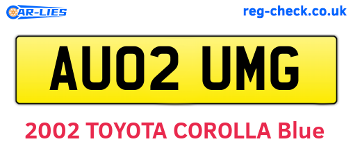 AU02UMG are the vehicle registration plates.