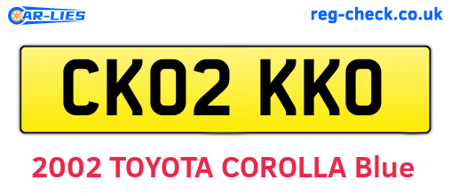 CK02KKO are the vehicle registration plates.