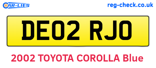 DE02RJO are the vehicle registration plates.