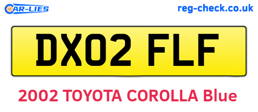 DX02FLF are the vehicle registration plates.