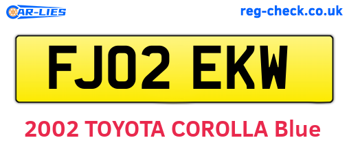 FJ02EKW are the vehicle registration plates.